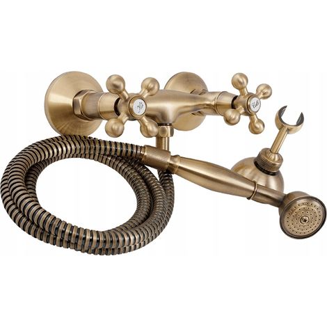 Retro-Wandbrausearmatur aus antikem Messing Stilo