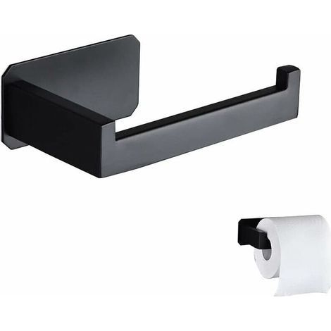 Porte-papier toilette mural en acier inoxydable noir, sans perçage, fixation adhésive 3M – design élégant pour salle de bain et WC (1/5)