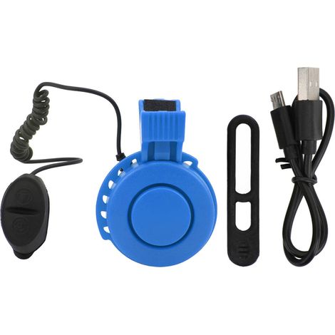 Klaxon de Vélo Électrique Imperméable, Rechargeable USB pour VTT, Scooter et Vélo de Route, Sonnette Guidon Bleu (1/5)