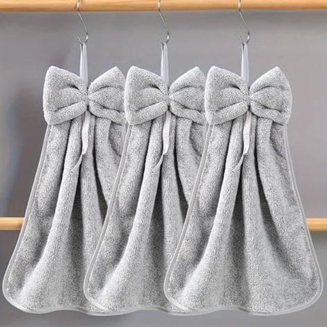 Juego de 3 toallas colgantes de microfibra de terciopelo color coral, súper absorbentes, suaves y bonitas, ideales para la cocina y el baño (1/4)