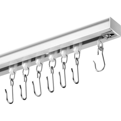 Kit de Rail pour Rideaux de Plafond 92-368 cm avec Coulisseaux Rail en Aluminium pour Fenêtre, Chambre et Salon, Blanc (1/5)