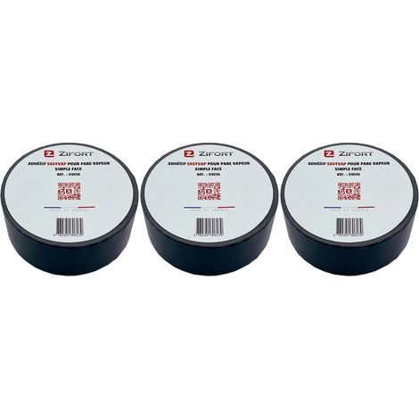 3 Rouleaux Adhésif Membrane pare-vapeur simple face 40m X 60mm - Zifort