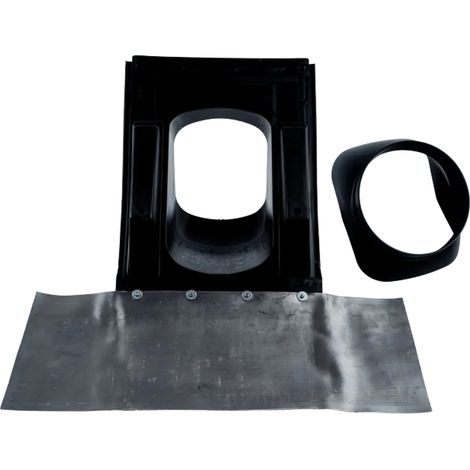 Wolf Teja universal para techo inclinado 25-45Gr negro, con faldón de plomo flexible inferior, 1720200