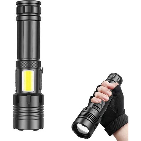 Lampe de poche à lumière rouge et blanche, lumineuse, zoomable, haute luminosité, 4 modes, pour les urgences, le camping et l'extérieur (1/5)