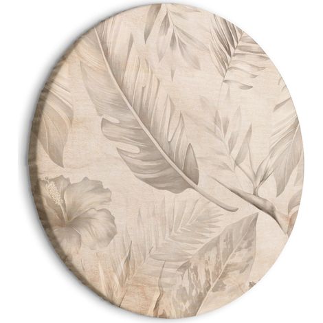 Peinture ronde - Une multitude de feuilles et de fleurs exotiques - Une composition subtile d'espèces végétales tropicales dans des tons sépia / Tropical en sépia (1/4)