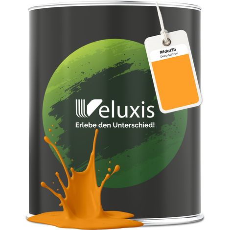 Wandfarbe Orange Gold Gelb Matt Innenfarbe – Deckkraft Klasse 1, VOC-frei, Ohne Grundierung, Tropfarm – Wohnzimmer & Schlafzimmer – 1L – Veluxis (Deep Saffron)
