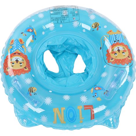 Schwimmring für Kinder, wasserdicht, mit Doppelgriff, leicht zu greifen, Babyschwimmsitz, Schwimmhilfe für Badewanne, Schwimmbad, Löwenmotiv, blau (1/5)