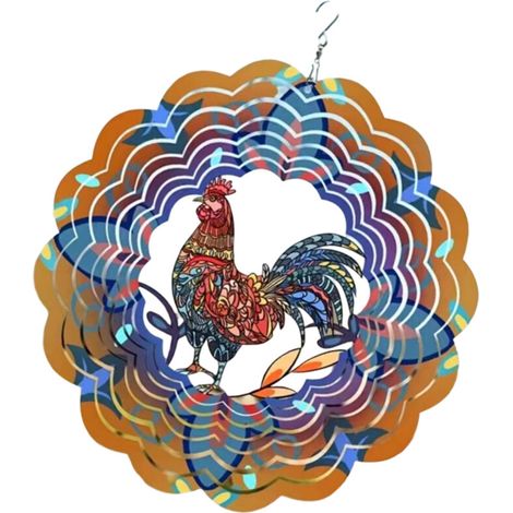 Campanillas de viento giratorias y en espiral, adorno de gallo
