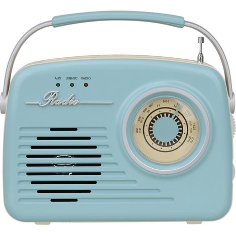 Retro-Bluetooth-Lautsprecher mit Radio P350 Blau (1/2)