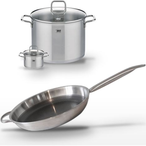 Lot Poêle 32cm et Faitouts 12/26cm Elo Relief Solution (1/5)