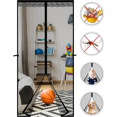 Plasa de insectes pentru usa, Jormftte, 90 x 210 cm, Negru (1/5)