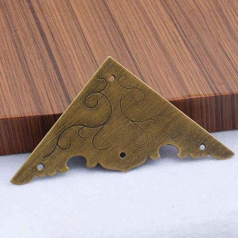 Juego de protectores de esquinas antiguos para muebles，Decoración de latón，Armario de joyería de madera，Protección completa，4 piezas (1/3)