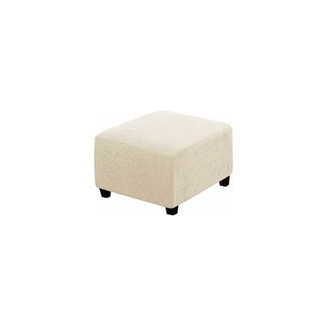 (beige) Stretch covers, square protective covers in spandex fabric for storage stools, footrests, with elastic at the bottom, for furniture (1/5)