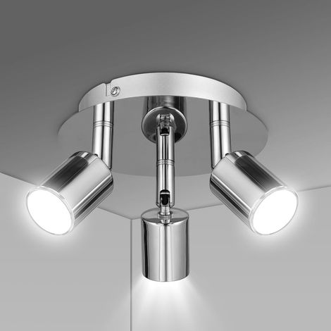 Spot de Plafond GU10, Rond Plafonnier LED, Spots et Rails de Spots, Suspension Luminaire Spot Led, pour Interieur Cuisine Chambre Salon, Livré Sans Ampoules (Trois têtes rondes) (1/5)