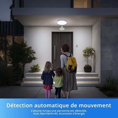 Plafonnier LED Detecteur de Mouvement 15W, Lampe Plafond avec Capteur Intérieur, IP56 Luminaire Plafonnier Automatique, pour Hublot, Couloir et Cave, 220V Motion Sensor Rond Ceiling Lights Indoor (1/5)