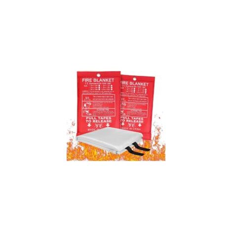 Couverture Anti Feu, Lot de 2 couvertures Anti-feu pour la Maison et la Cuisine, Couverture d'incendie de Secours de Fibre de Verre, Protection Ignifuge et Isolation Thermique-1m1m