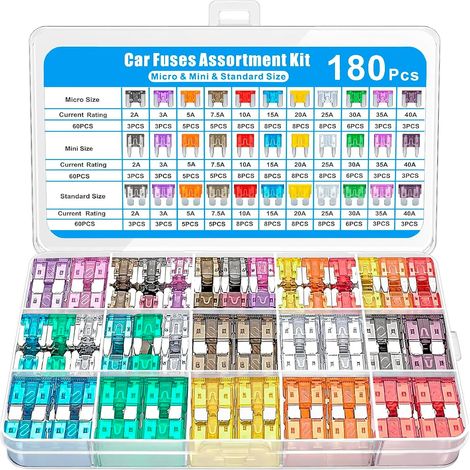 180 Pcs Car Fuses Flat Fuses Mixed Fuses Universal Car RV Motorcycle Truck (1/5)