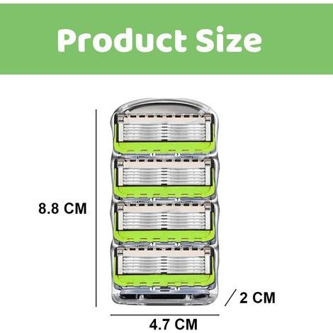 Geeignet für 12 Fusion & Gillette 5 Herrenrasierklingen, 5 Klingen für eine effiziente manuelle Rasur, kompatibel mit Griffen der Fusion-Serie (grün, D) (1/5)