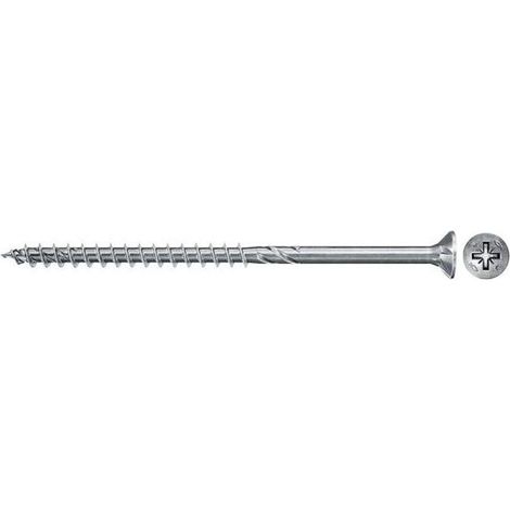 Fischer  100x  Power-Fast  II  FPF  II  CZP  5  x  100  mm  BC  cabeza  avellanada  con  ranura  cruzada  PZ2  rosca  parcial  galvanizado  azul  pasivado  -  670407