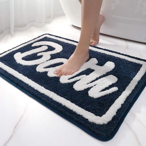 Non-slip bath mat, soft microfiber bath mat, absorbent shower mat, machine washable, 40 x 60 cm - dark blue