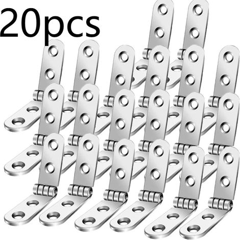 (20 pièces) Charnières à rabat pliables à 180° à visser pour portes de placards et machines à coudre - Accessoires de quincaillerie pour meubles (1/5)