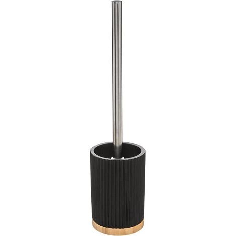 5Five Simply Smart – Brosse WC en polyrésine et bambou – Noir – Ø 8,8 cm – H 38 cm – Design contemporain pour salle de bain moderne