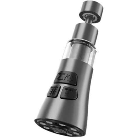 Robinet de filtre à eau d'évier rotatif à 360°, interrupteur à trois modes pour lame à bulles ou débit de douche, aérateur amovible anti-éclaboussures, pour la plupart des robinets standard (1/5)