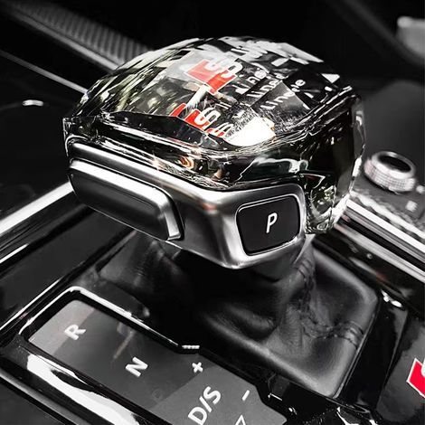 Passend für Audi A4, A6, A7, A8, Q5, Q7 und Q8, Kristall-Schaltknauf, Ausführung B, vier Ringe mit roter Beschriftung, ein Set. (1/4)