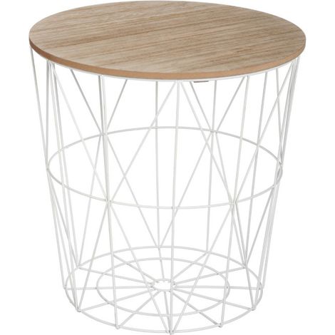 Atmosphera – Table d'appoint MDF et métal 41cm – Design moderne – Couleur blanche – Poids léger 1,8kg – Idéal pour petits espaces (1/3)