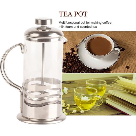 Cafetière à piston en acier inoxydable et verre avec filtre français (1/5)