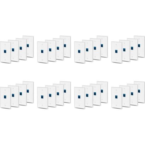 32X Cat6 Prise Murale Ethernet 1 Port RJ45 RéSeau à Coupleur Mural Plaque Jack Blanc et Bleu (1/5)