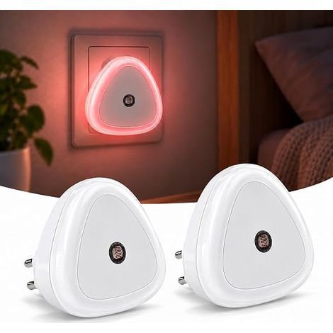 Set of 2 Red LED Night Light with Twilight Sensor (1/5)