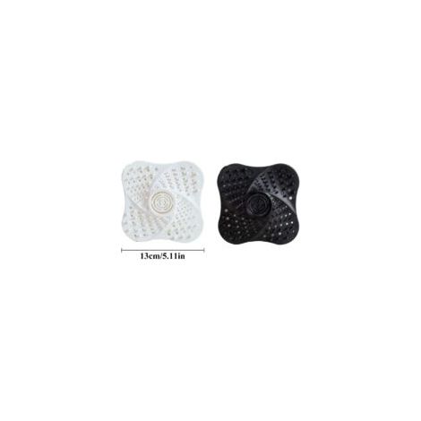 Juego de 4 coladores de silicona blancos y negros para fregadero, filtro de ducha para cabello, protector de desagüe, desagüe, bañera y lavabo - Crezuo