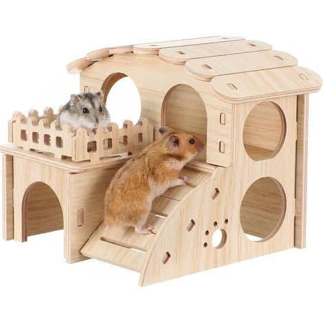 1 Échelle en bois,Tunnel d'exploration,Structure sans clous,Bords lisses,Accessoire cage hamster gerbille (1/5)