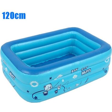 Piscine Gonflable pour bébé, Conception de Drain Portable, Piscine Rectangulaire Gonflable à Drainage Facile, Matériau en PVC Haute densité, Baignoire Gonflable écologique pour (Bleu) (1/5)