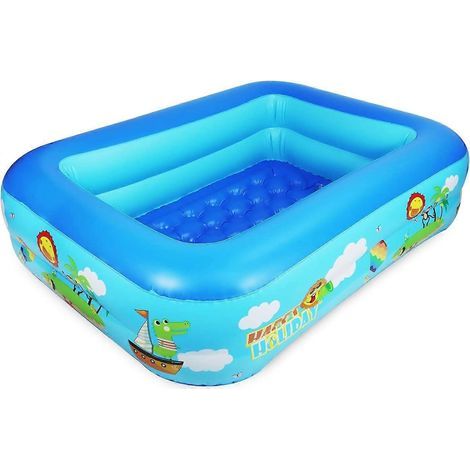 Piscine gonflable pour enfants, 120 cm, rectangulaire, avec fond souple. Grande piscine gonflable à 2 anneaux. (1/5)
