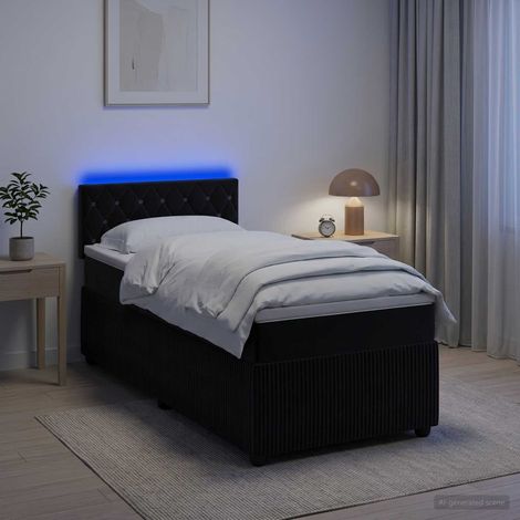 Cama box spring con colchón Negro 90 x 190 cm Terciopelo (1/5)