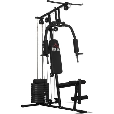 Stazione Fitness Multifunzione 135x103x210 cm in Acciaio per Allenamento Corpo Nero (1/5)