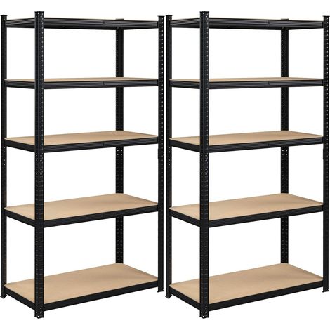 Songmics – Lot de 2 rayonnages 200 x 100 x 50 cm – Étagères charge lourde en acier – Capacité 120 kg/niveau – Idéales pour garage et sous-sol