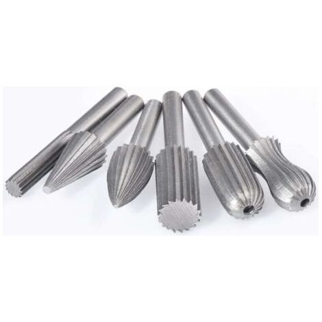 FENOPLASTICALntyq Lot de 6 fraises rotatives en tungstène double coupe 6 mm Queue en tungstène Embouts de limage/gravure/meulage pour outils rotatifs (1/5)