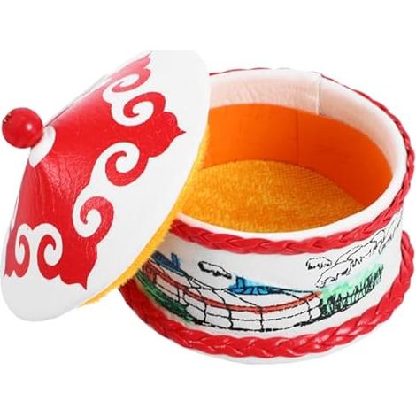 Rouge Boîte à Bijoux Vintage, en Cuir Design Yourte Mongole (1/5)