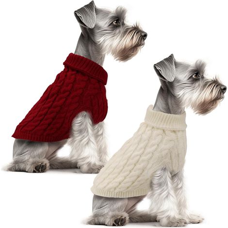 Lot de 2 Pull pour Chien, Tricot Acrylique Doux, Col Roulé, Taille L, Hiver Petit Chien Chat (1/5)