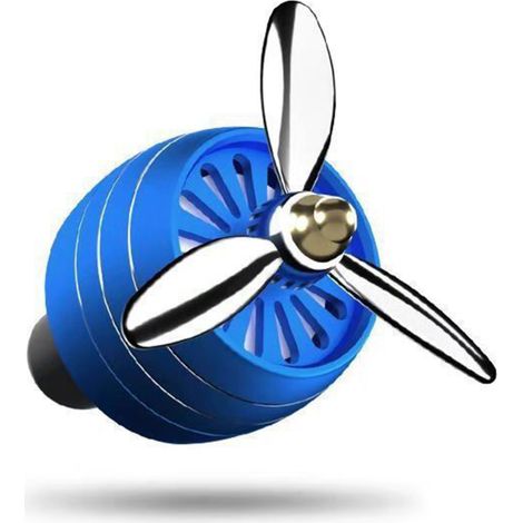 Mini ventilador ambientador con luz integrada y difusor de aceites esenciales de larga duración. Elimina los olores y refresca el aire del interior del coche. Accesorios para la salida de aire (azul).