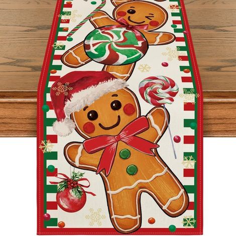 [NON UTILIZZATO] Runner da tavolo rosso con motivo pupazzo di neve e uccello - Lavabile - Moderno - Inverno - Cucina - Tavolo da pranzo - Decorazione 40 x 140 cm, STILE 4 (1/4)