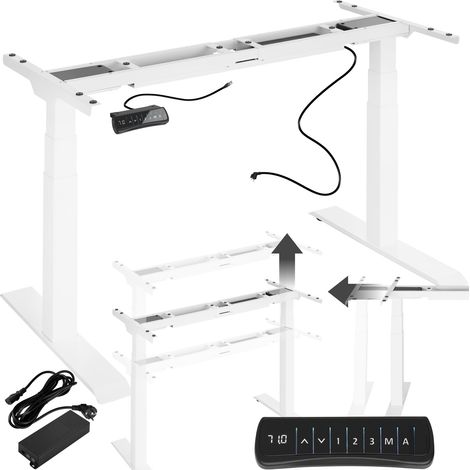 Tectake – Bureau assis debout réglable électrique 110-190 cm – Capacité 125 kg – Moteur silencieux 50 dB – Fonction mémoire 3 réglages