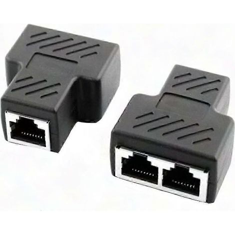 Packung mit 2 Ethernet RJ45 Buchse auf 2 Stecker Port Splitter Adapter, Dual-Netzwerkanschluss zum Aufteilen eines Internetkabels, LAN-Kabelkonverter, Paar T-Stecker für schnelle Verkabelung, kompatib (1/5)