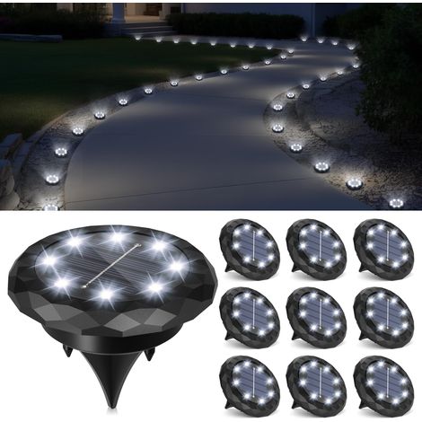 Lot de 10 lampes solaires de jardin Étanche IP65 Éclairage de terrasse pour chemin allée piscine jardin cour Blanc (1/5)