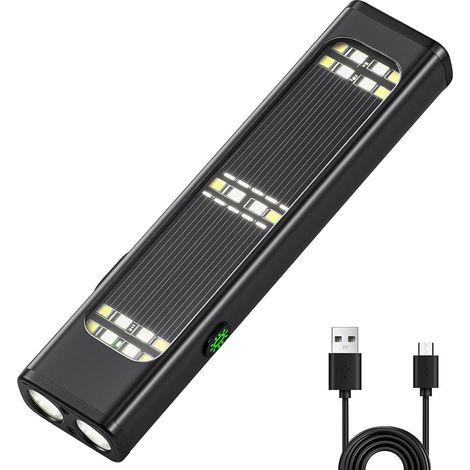 Lampe torche plate solaire/rechargeable, lampe torche tactique EDC de 900 lumens, petite lampe torche LED multifonctionnelle (1/5)