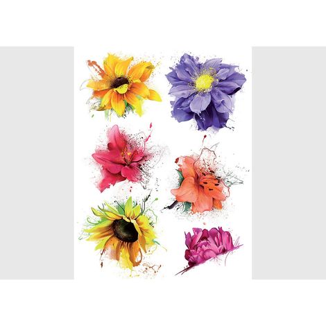 Stickers - 6 Fleurs - 1 planche 65 x 85 cm (1/5)