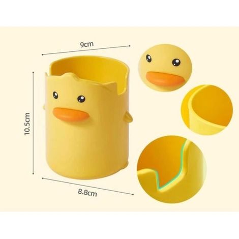 Portalápices, portalápices de plástico para escritorio, portalápices creativo con forma de pato, portalápices para brochas de maquillaje, para tocador, hogar (1/4)